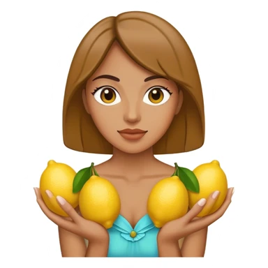 Woman holding lemons in front of her sticker