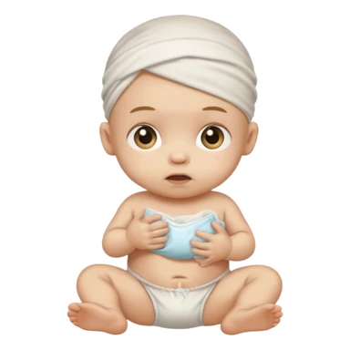 Newborn baby with a dirty diaper sticker