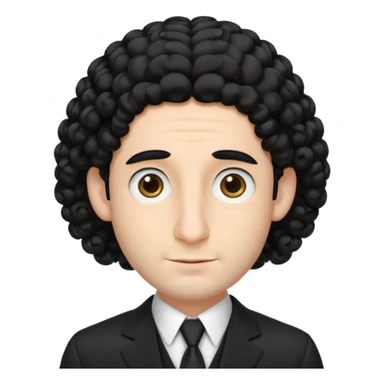 jewish man with a black kippah, black hair, large nose, wearing a black suit with a white shirt, and has curls/peyot hairstyle sticker