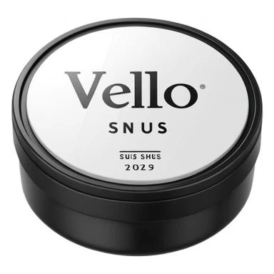 Create an emoji-style illustration of a regular VELO snus can. The can should be round, sleek, and minimalistic, with a white plastic lid and the VELO logo clearly visible. Keep the design clean and simple, matching typical emoji aesthetics, with subtle shadows and a smooth 3D look. sticker