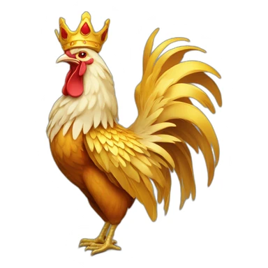 proud and howling golden phoenix rooster with a crown on its head sticker
