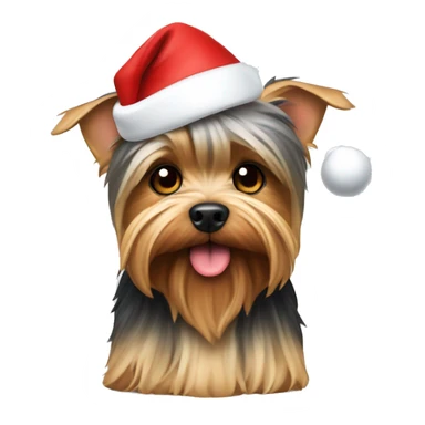 Yorkshire terrier with Santa hat sticker