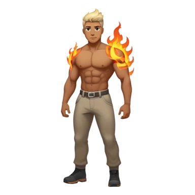 ft behind him. His chest glows with a fire-shaped light, representing his chosen identity, while shadows of his old self dissolve into ash behind him — he walks only forward into a bright, unknown future. sticker