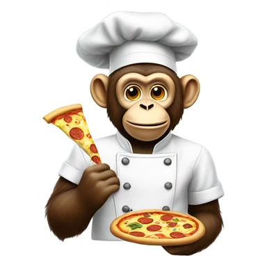 A monkey wearing a tiny chef hat, cooking a pizza with bananas sticker
