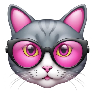 cat-eye shaped safety glasses with bright pink lenses, fashionable protection sticker