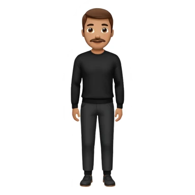 man with mustache, brown hair, 33years old, shirt, high temple Black pullover with a white shirt underneath and black fabric trousers 👕🖤👖 sticker