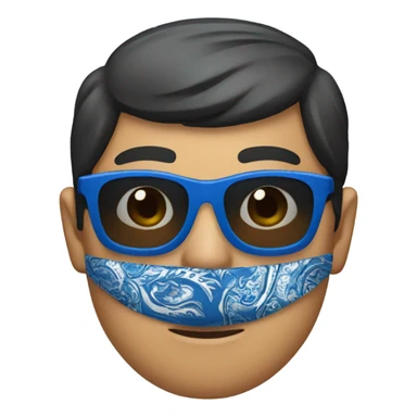 Asian man with shades wearing blue paisley bandanna sticker
