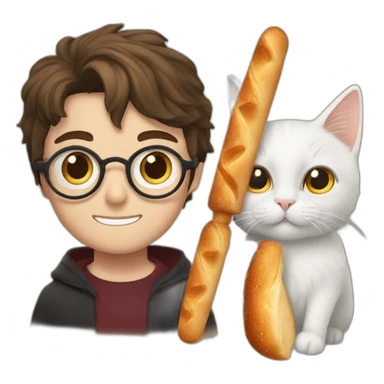 Harry Potter avec une baguette magique et un chat sticker