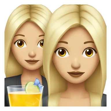 Blonde and straight hair girl sustaining cocktail sticker