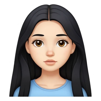 girl with long black hair, soft makeup, and acne on her face sticker