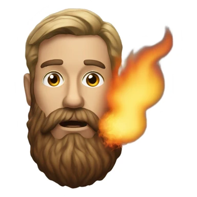realistic portrait of bearded male breathing fire sticker