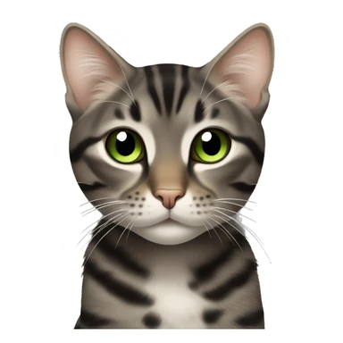 Dark brown and black and dark grey tabby dark brown black spotted with white paws cat with brown-green eyes  sticker