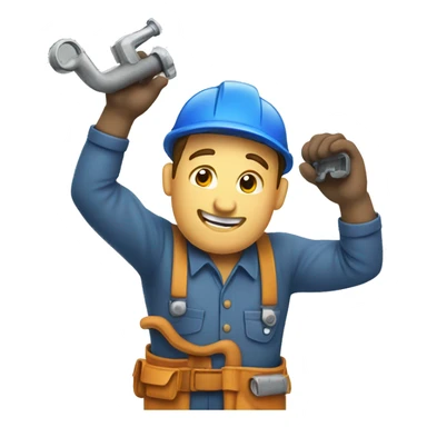 Plumber fixing leak sticker