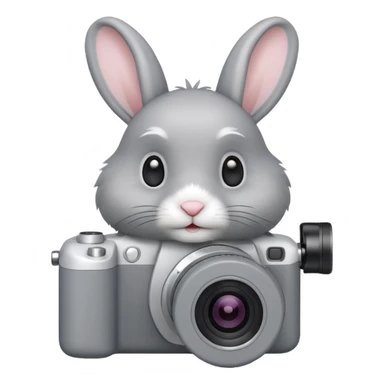 gray rabbit white camera sticker