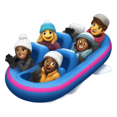 A group of friends is going snow tubing in Park city. It is a group of 5 girls and 4 boys, and one of the couples just gotten engaged. They are going snow tubing, but alongside them a group of parents are going bobsledding. sticker