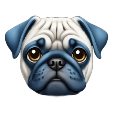 blue and white painted pug sticker