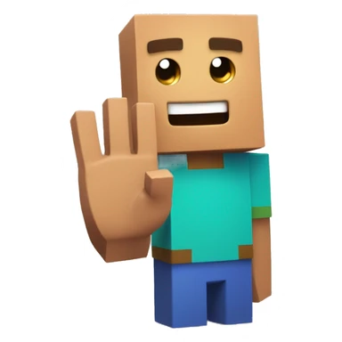 Welcome emoji like a minecraft block saying Hi while waving hand sticker