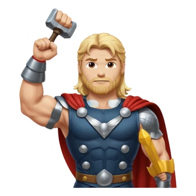 The hero Thor proudly holds justice in his raised hand. sticker