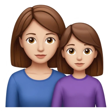 Mom and daughter with brown hair  sticker
