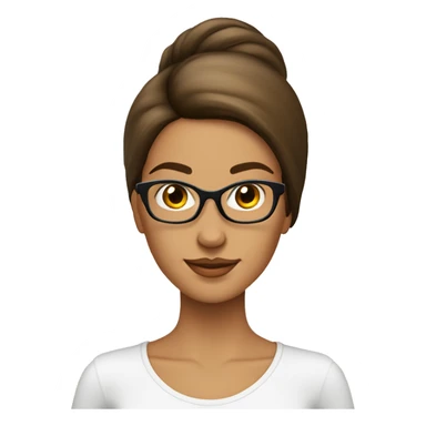 Femme  cheveux lisse long brun lunette qui est en train de lire sticker