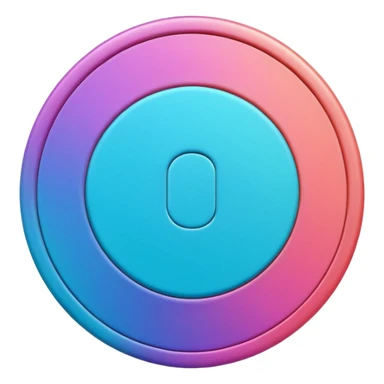 
One  3d credit coin color in in gradient of turquoise, blue, pink, purple, and coral sticker