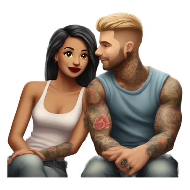 Romantic movie theater date for beautiful tattooed couple sticker