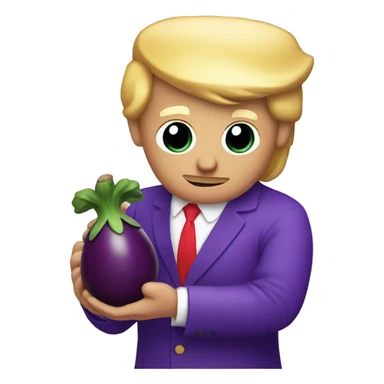 Trump holding a purple eggplant  sticker