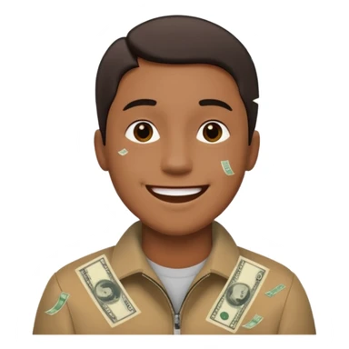 someone with 5 dollar bills raining down on him sticker