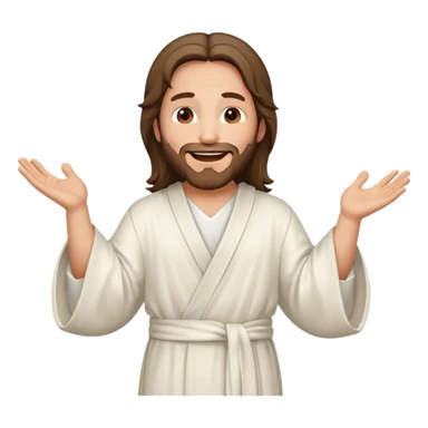 my workmate accidentally misspelled "Jesus christ" as "Jesbus christ", make an emoji of jesus with his hands on his hips, making a face as if he's laughing at how silly someone is sticker