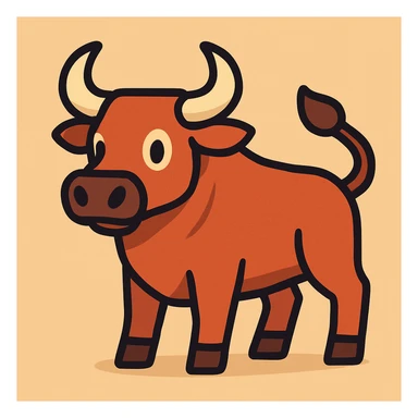 Flat toon style bull sticker