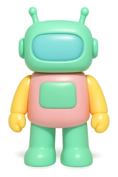a robot vinyl figure style sticker