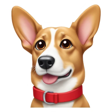 Wiener dog/corgi face tan and white, floppy ears, with red collar  sticker