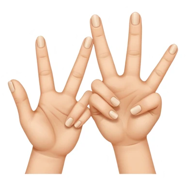 Fais-moi demain coller les unes à côté des autres. La première main gauche le pouce, l’index, majeur sont levé alors que l’annulaire et auriculaire sont repliés. Reproduit la même chose pour la main droite. sticker