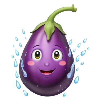 Eggplant with water sticker