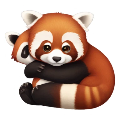 Red panda holding a panda plushie sticker