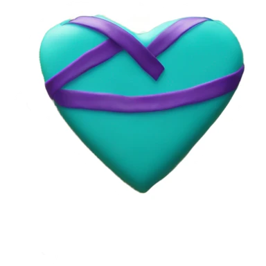 Cookie heart with teal purple awareness ribbon sticker