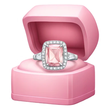 luxurious diamond ring place inside open light pink box sticker