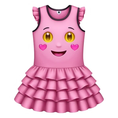 cute kawaii dress with happy smiling face and sparkles emoji style sticker