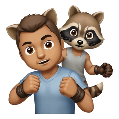 Man punching a raccoon  sticker