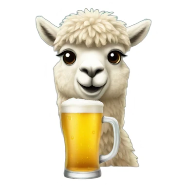 An alpaca drinking beer  sticker
