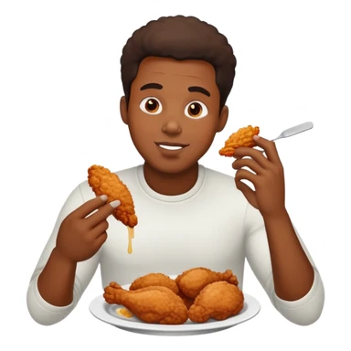 black man eating chicken sticker