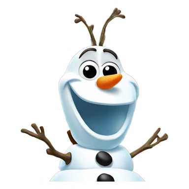 Olaf from frozen, standing in front of a gingerbread house sticker