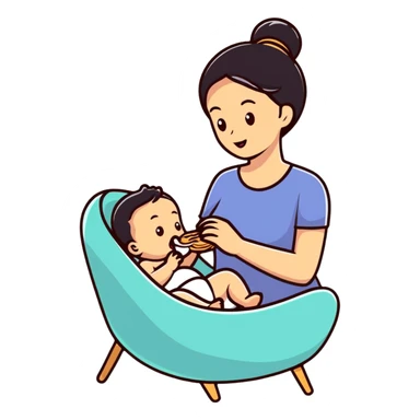 mom feeding baby sticker