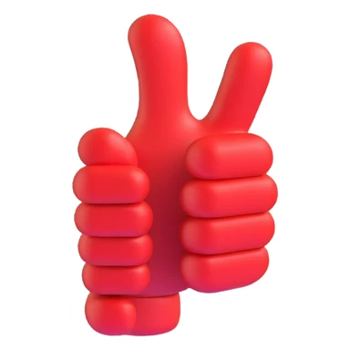 A 3D thumbs up emoji, Microsoft Fluent style, red color sticker