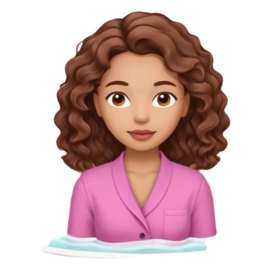 lightskin girl having a spa day with and pink shirt and brown wavy hair  sticker