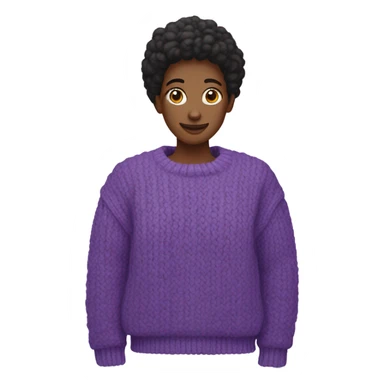 Purple cropped oversize wool sweater, isolated sticker