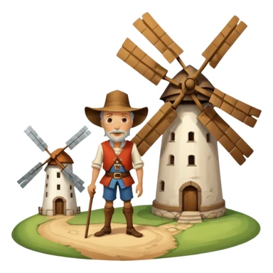 Don Quixote tilting at windmill sticker