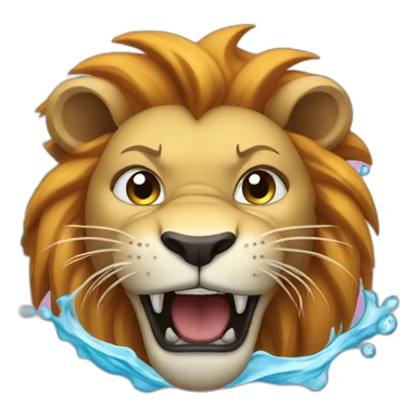 angry female lion in a swimming pool sticker
