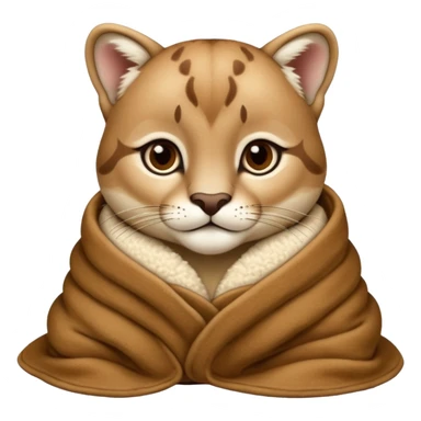 Cozy puma cougar cub in blanket sticker
