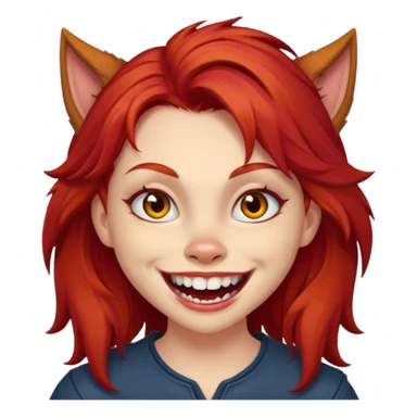 Werewolf red hair girl with a smile sticker